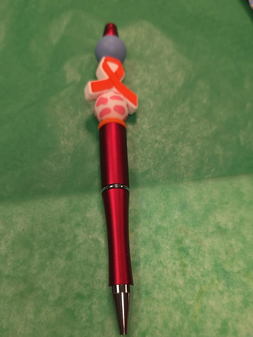 Bright Red Decorative Silicone-Bead Pen
